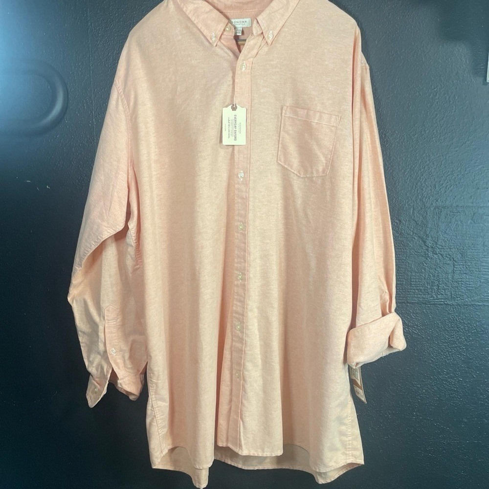 Sonoma Pink Casual Button Down Shirt Relaxed‎ Fit